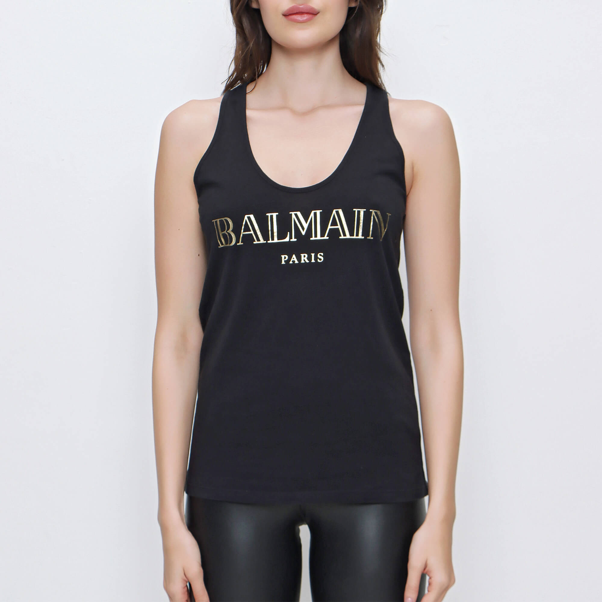 Balmain - Black Cotton Logo Tank Top  